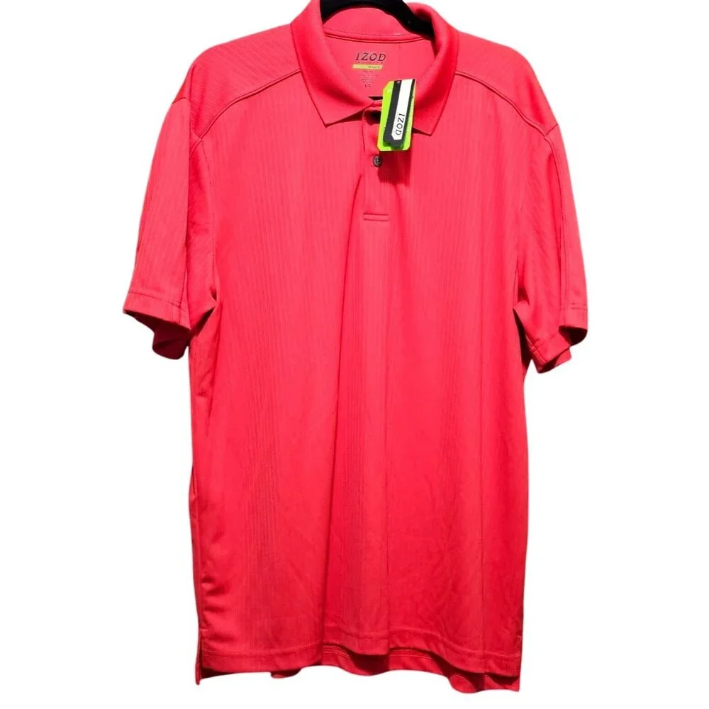 Izod‎ Men's Cool FX Performance Polo Shirt L/G Salmon - Picture 3 of 16
